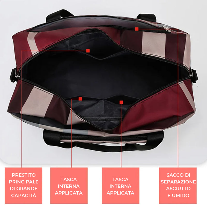 Borsa da viaggio pieghevole per la separazione tra asciutto e bagnato