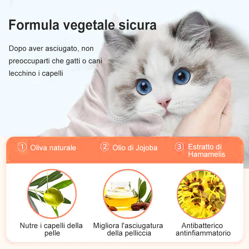 Guanti senza lavaggio per animali domestici