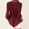 Camicia in chiffon allentata con scollo a V a maniche lunghe