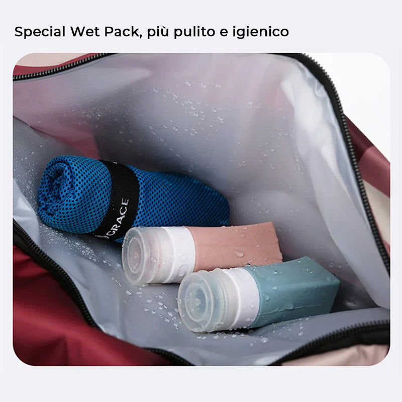 Borsa da viaggio pieghevole per la separazione tra asciutto e bagnato