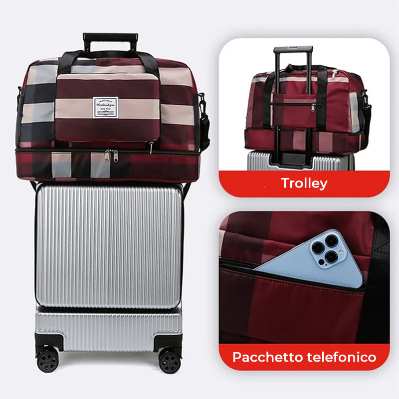 Borsa da viaggio pieghevole per la separazione tra asciutto e bagnato
