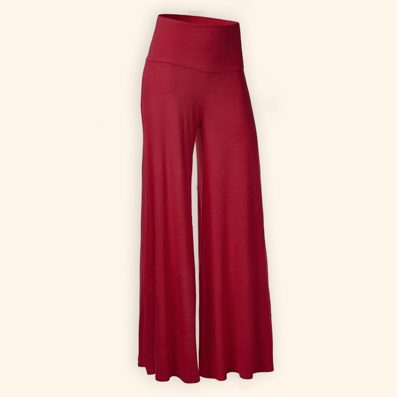 Pantaloni a gamba larga a vita alta in tinta unita dove gratis