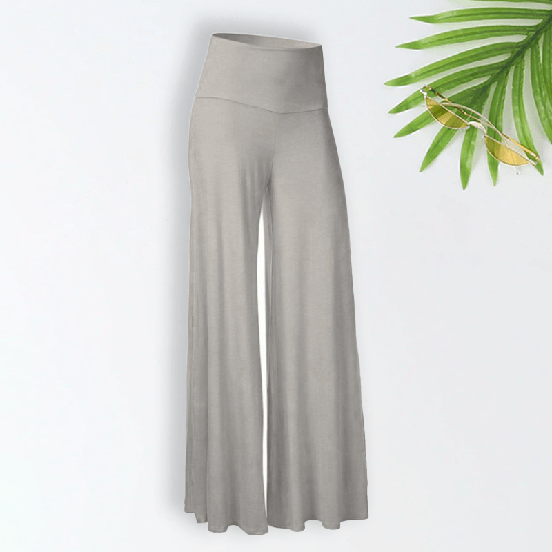 Pantaloni a gamba larga a vita alta in tinta unita dove gratis