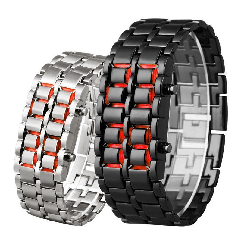 Orologio da uomo digitale con bracciale in acciaio inossidabile Lava LED