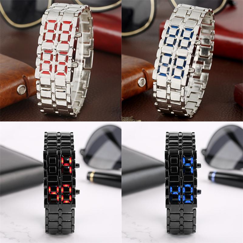 Orologio da uomo digitale con bracciale in acciaio inossidabile Lava LED