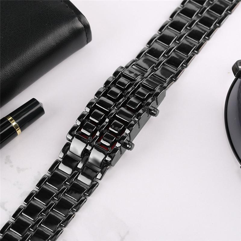 Orologio da uomo digitale con bracciale in acciaio inossidabile Lava LED