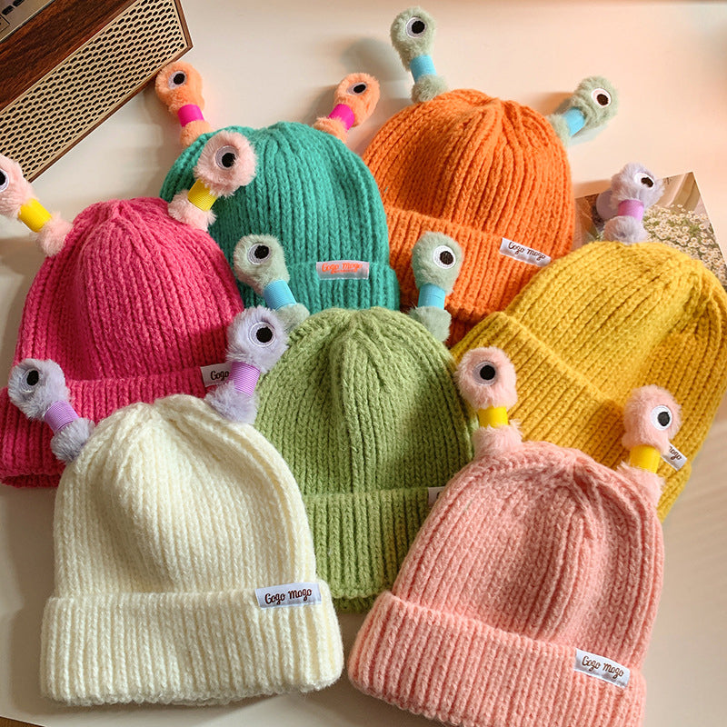 🐸Cappello a maglia invernale genitore-bambino con mostriciattoli luminosi