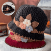 Cappello di lana lavorato a maglia con fiori da donna addensati francesi