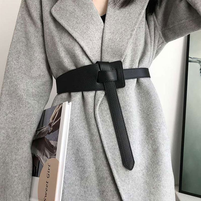 Sigillo a vita larga in pelle con cintura alla moda da donna