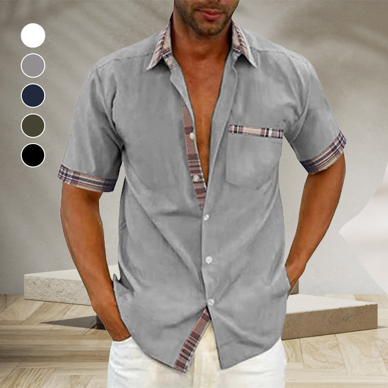 Camicia estiva da uomo con colletto scozzese casual