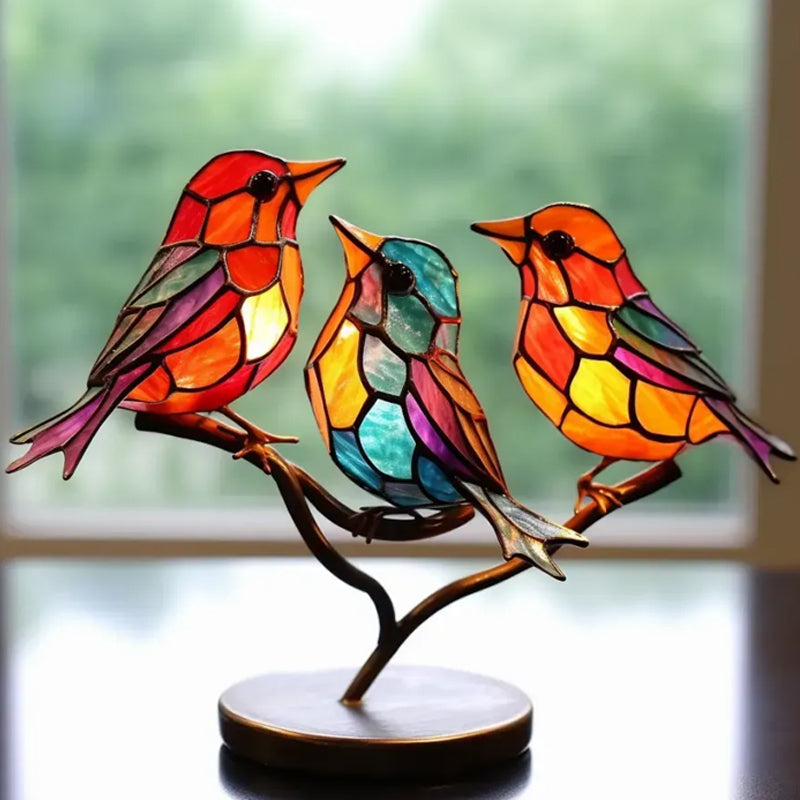🐦Uccelli sui rami Ornamenti in vetro colorato