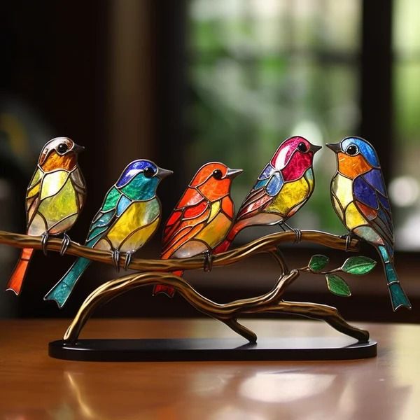 🐦Uccelli sui rami Ornamenti in vetro colorato