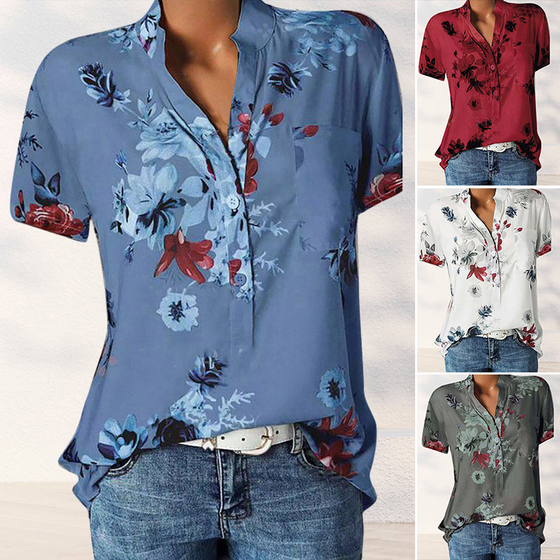 Camicia con tasche a fantasia floreale