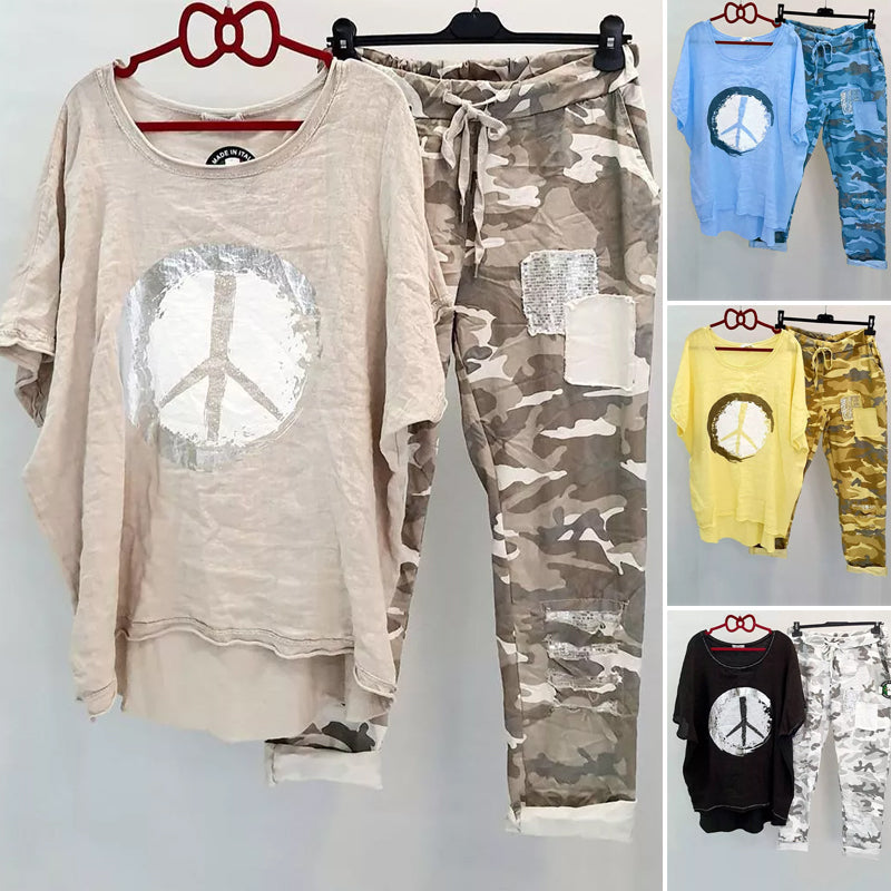 Tuta mimetica in due pezzi alla moda per donna