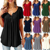 T-shirt Da Donna Con Bottoni Increspati Tinta Unita