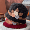 Cappello di lana lavorato a maglia con fiori da donna addensati francesi