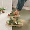 Eleganti sandali con fiocco e suola platform da donna