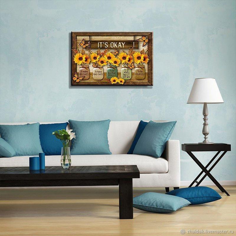 Arte della parete con farfalle e girasoli