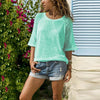 T-shirt con scollo rotondo in pizzo