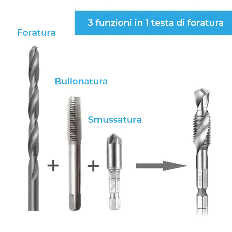 Set di punte per maschi combinati da 6 pezzi codolo esagonale