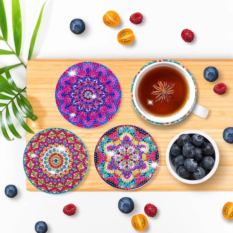 🌸Sottobicchieri con diamanti Sottobicchieri con pittura con diamanti (Mandala)