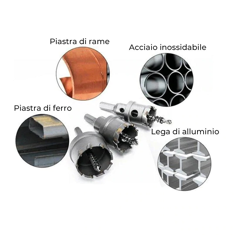 Set di punte da trapano per seghe a tazza (12 pezzi)