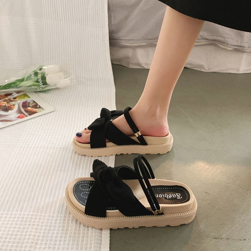 Eleganti sandali con fiocco e suola platform da donna
