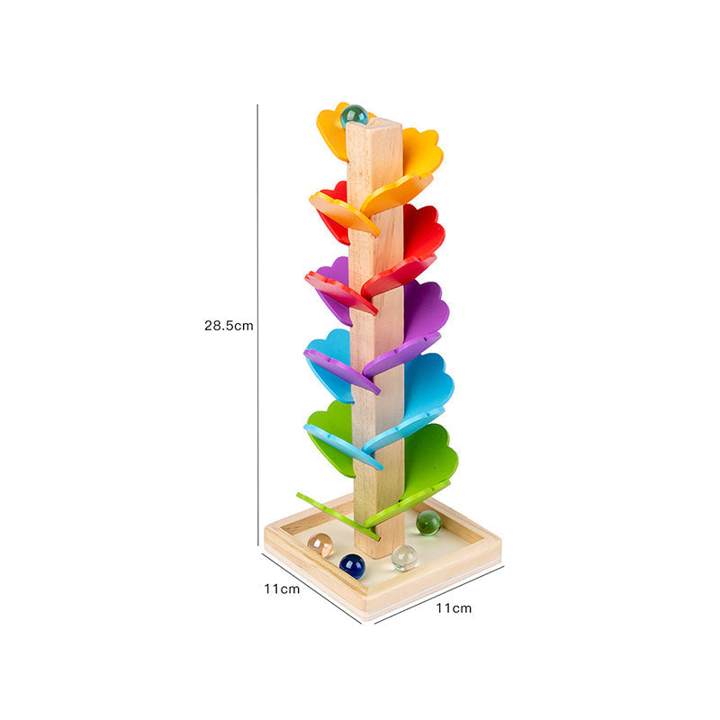 Giocattolo di legno colorato con sfere di vetro