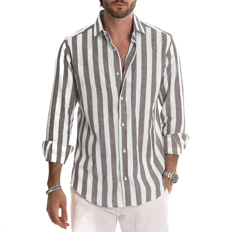 Camicia da uomo a maniche lunghe con bottoni a righe