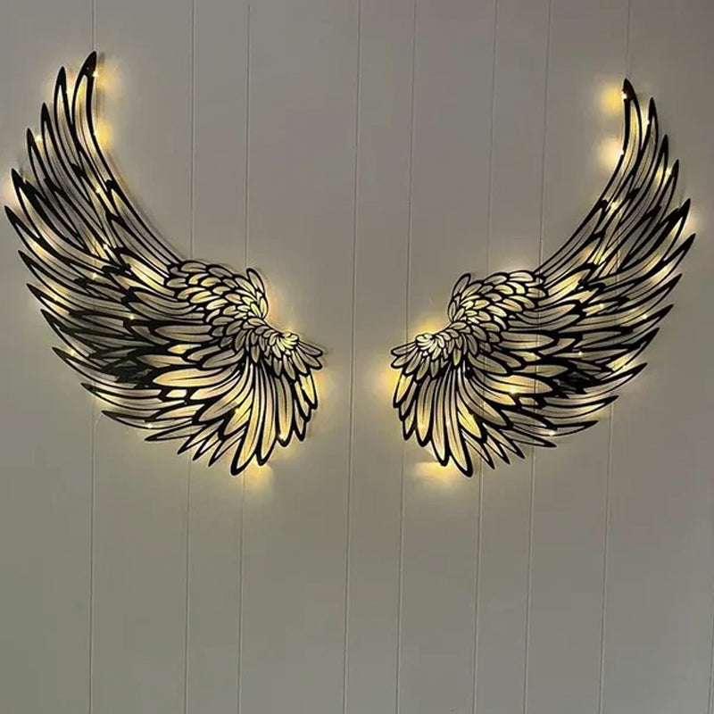 ✨Arte della parete di ali di metallo con luci a LED