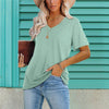 T-shirt casual con scollo a V da donna