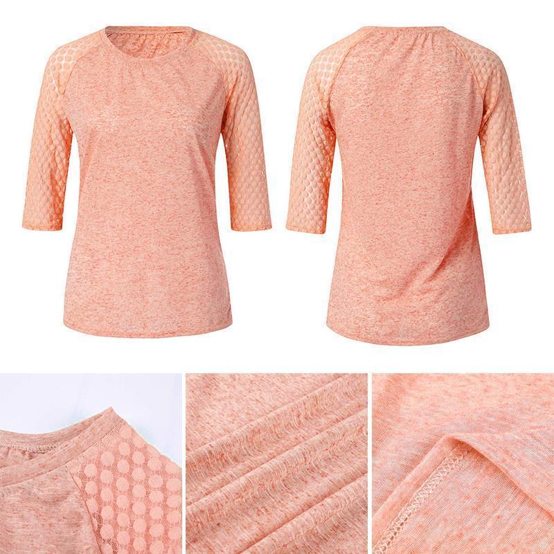 T-shirt con scollo rotondo in pizzo