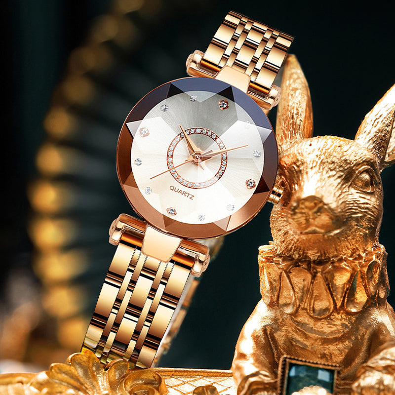 Orologio impermeabile da donna con quadrante con diamanti stellati