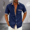 Camicia estiva da uomo con colletto scozzese casual