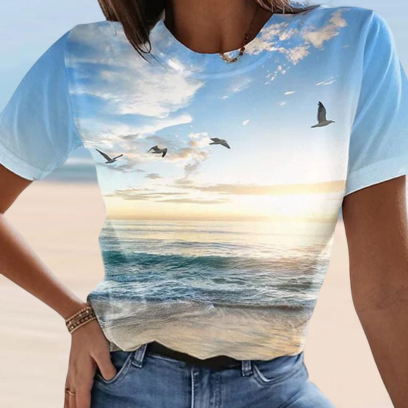 T-shirt Da Donna Stampata In 3D Casual