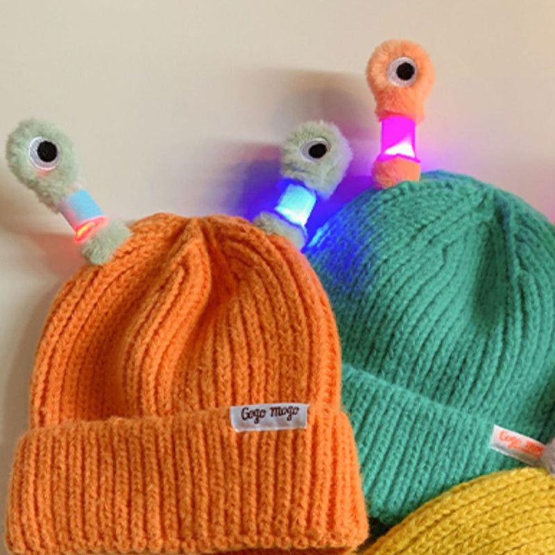 🐸Cappello a maglia invernale genitore-bambino con mostriciattoli luminosi