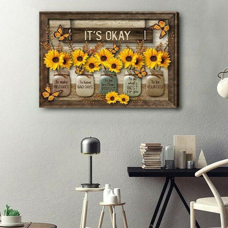 Arte della parete con farfalle e girasoli