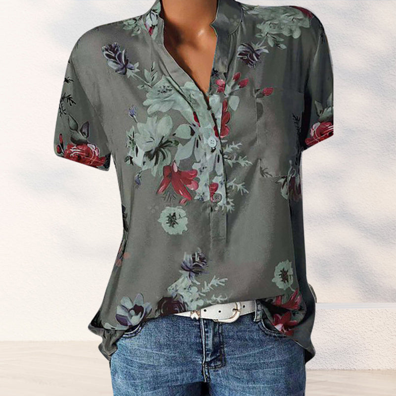 Camicia con tasche a fantasia floreale