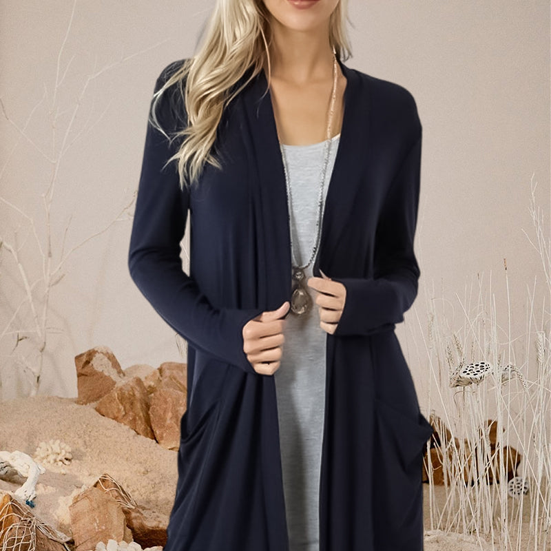 Cardigan lungo semplice tinta unita