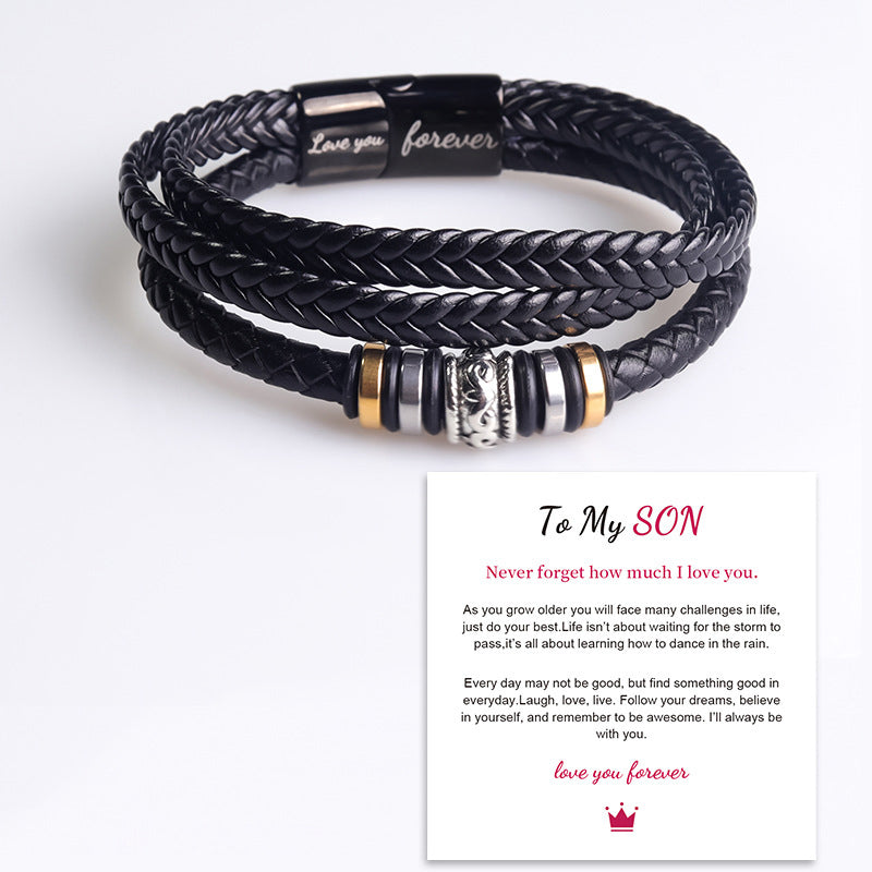 Bracciale multiplo in pelle intrecciata