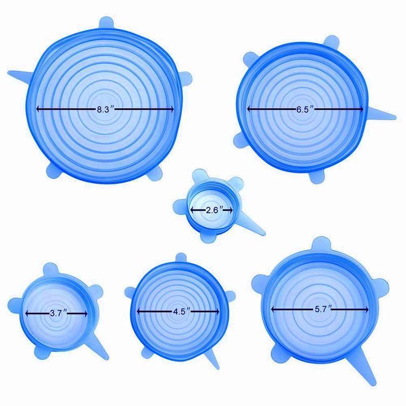 Coperchi elasticizzati in silicone, 6 Pezzi (blu)