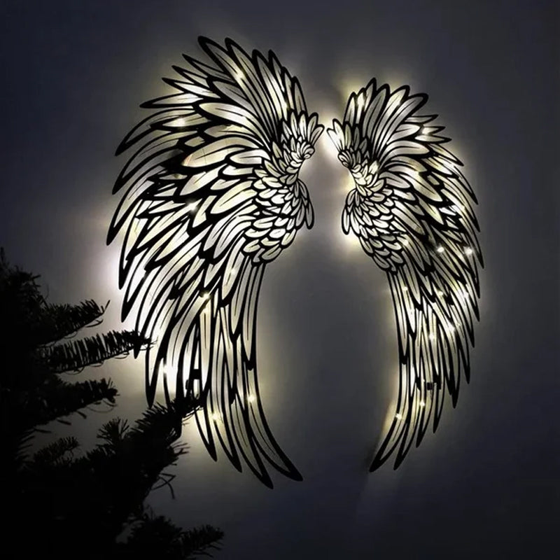 ✨Arte della parete di ali di metallo con luci a LED