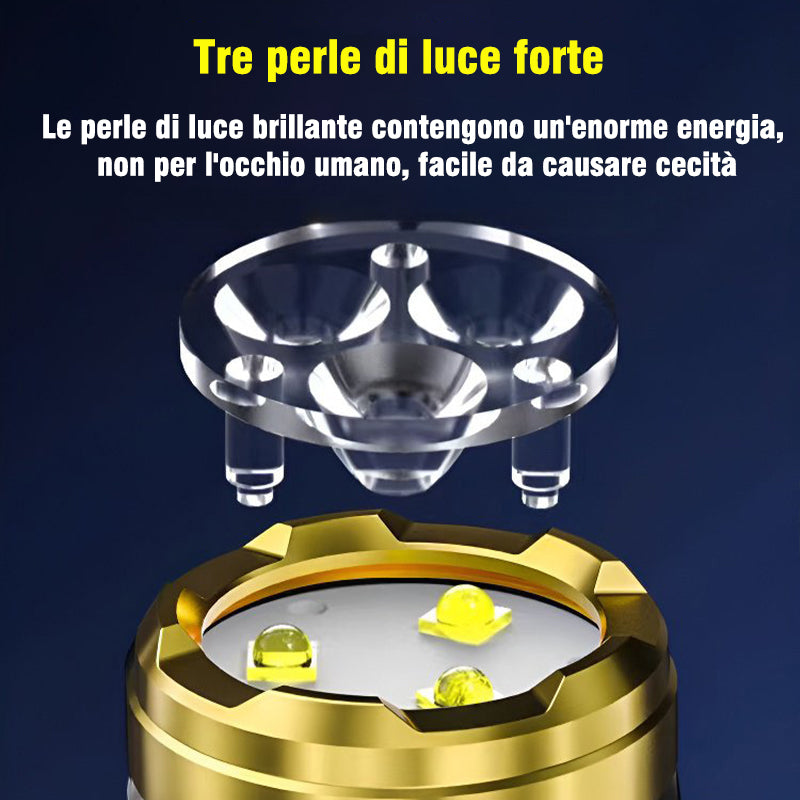Mini torcia con mostro a tre occhi, torcia a LED, estremamente luminosa, ricaricabile, con 5 modalità di luce, piccola torcia portatile, impermeabile, per campeggio di emergenza (nero Mini torcia con mostro a tre occhi, torcia a LED, estremamente luminosa, ricaricabile, con 5 modalità di luce, piccola torcia portatile, impermeabile, per campeggio di emergenza (nero