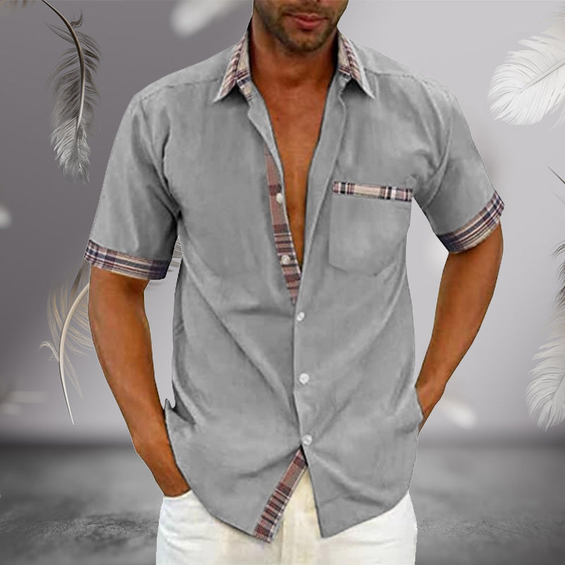 Camicia estiva da uomo con colletto scozzese casual