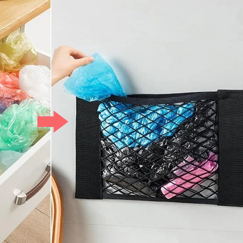 Borsa a rete per stoccaggio sacchetto di plastica (con nastro adesivo)
