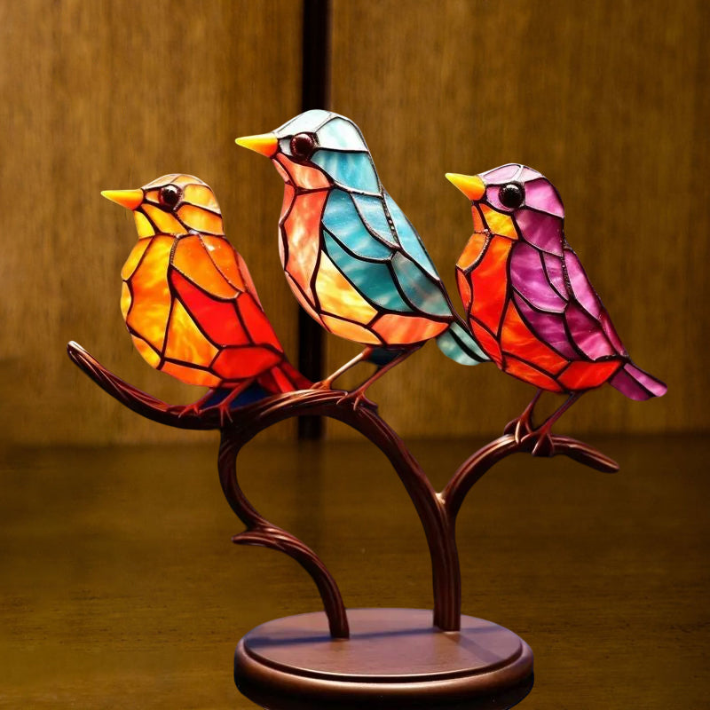🐦Uccelli sui rami Ornamenti in vetro colorato