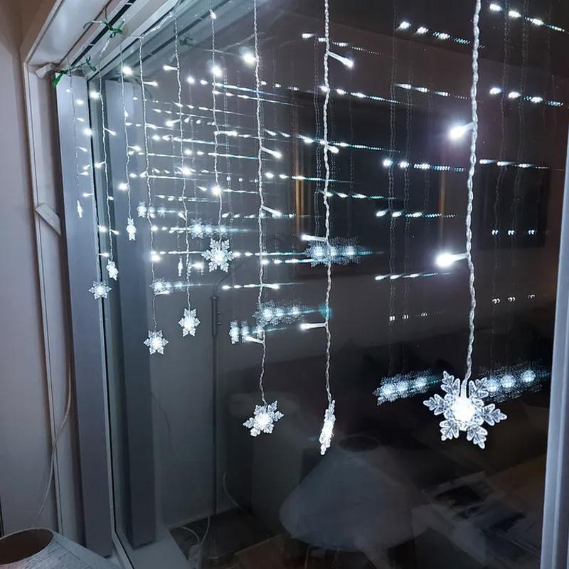 Luci a stringa LED con fiocco di neve per tende