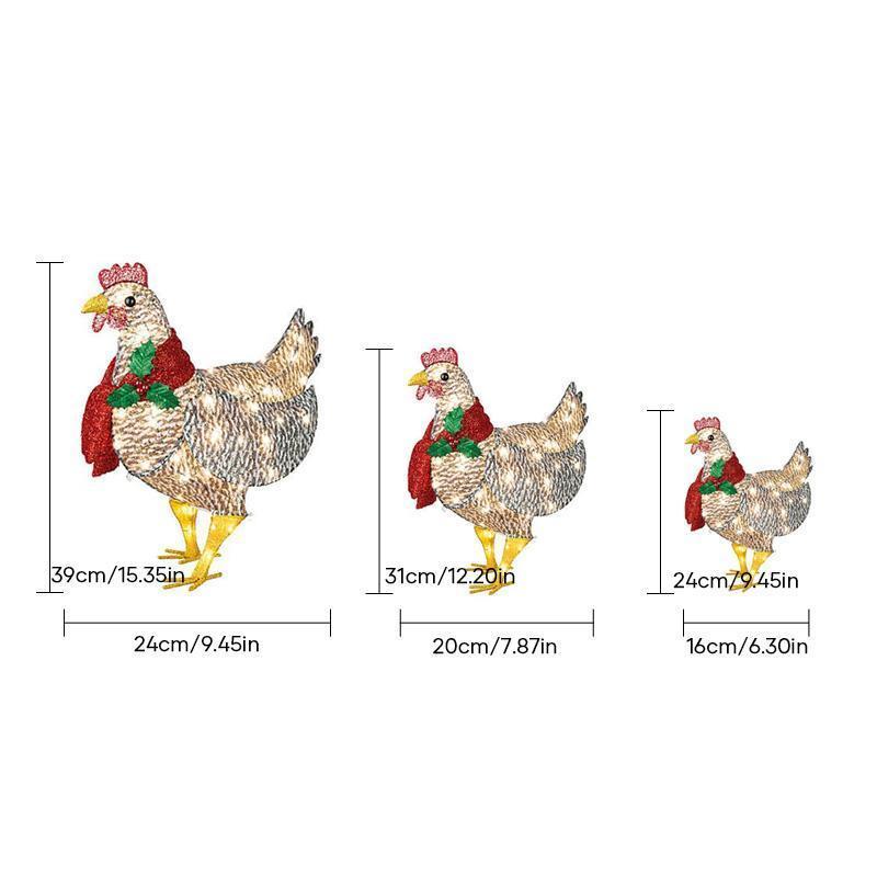 Pollo luminoso con decorazione natalizia sciarpa