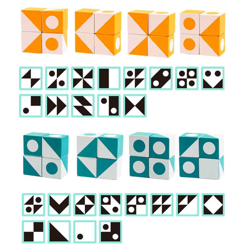 Cubi in Legno Multicolore con Espressione Divertente