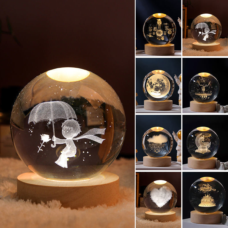 Luce notturna incandescente della sfera di cristallo